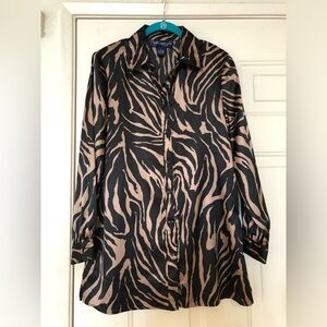 Susan Graver Animal Print Silky Button Down Tunic/Cardigan